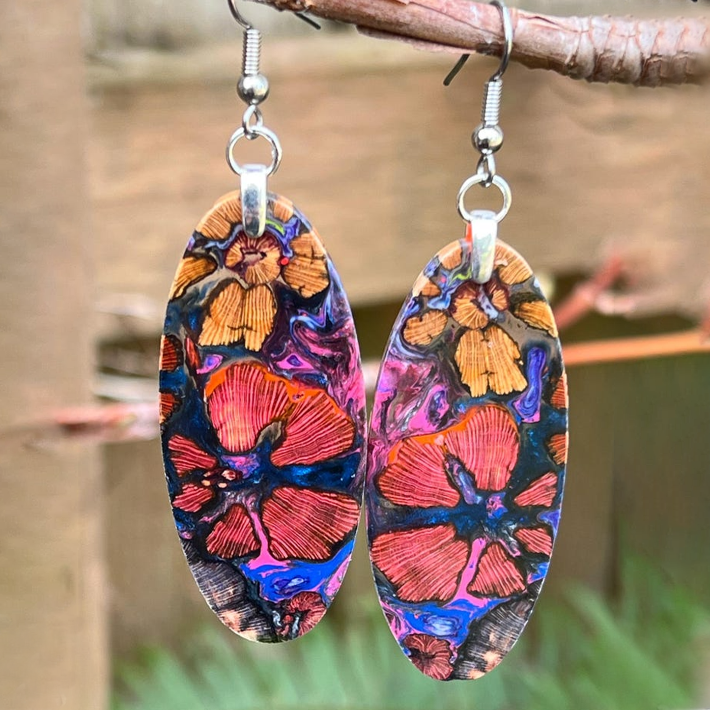 Cholla Cactus Resin Fusion Light Weight Desert Vacation Beach Love Wedding Earrings