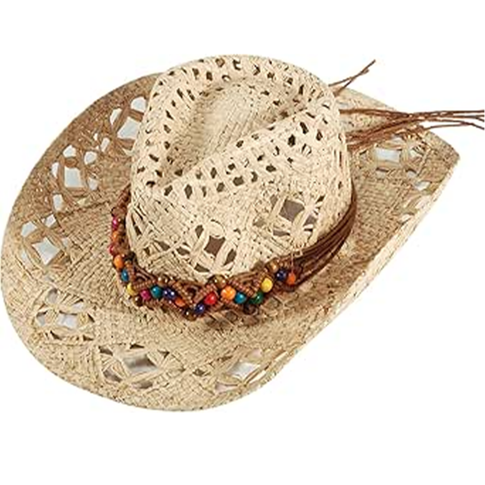 Straw Cowboy Hat for Women Cowgirl Hats Beach Sun Hat Shapeable Wide Brim Straw Hats Cowboy Cap