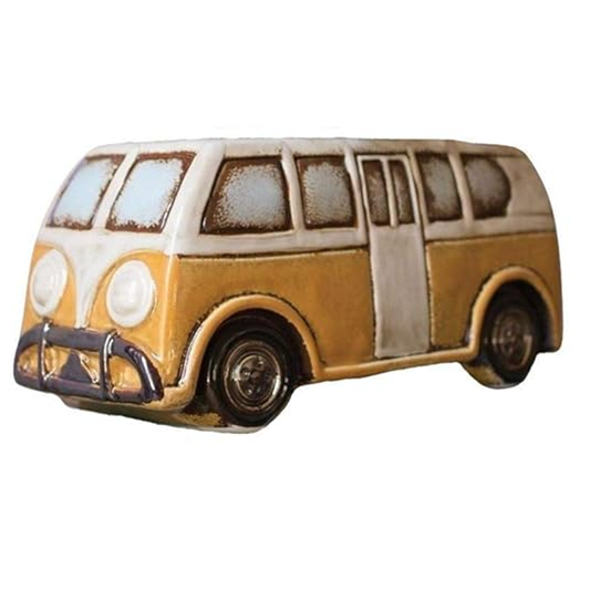 Retro Ceramic Hippie Van Planter, Replica Hippie Bus Planter, 10x4x5 inches, Multicolored, One Size