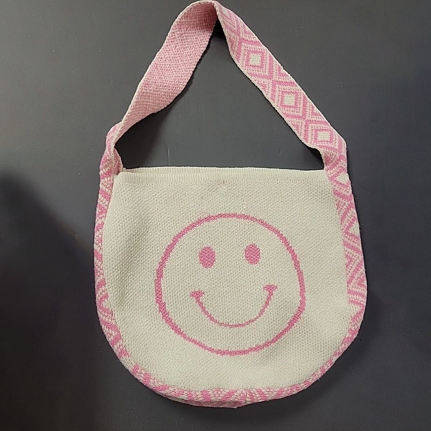 Pink Smile Knit Shoulder Bag