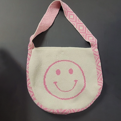 Pink Smile Knit Shoulder Bag