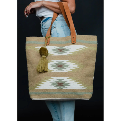 Green Aztec Tote Bag