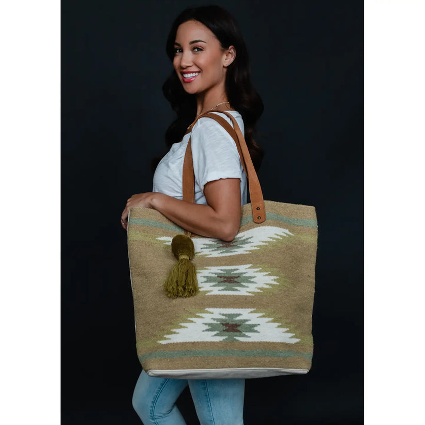Green Aztec Tote Bag